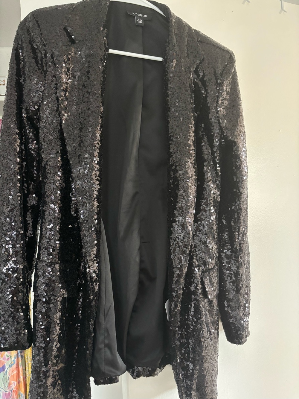 B Darlin Black Sequin Open-Front Blazer Jacket